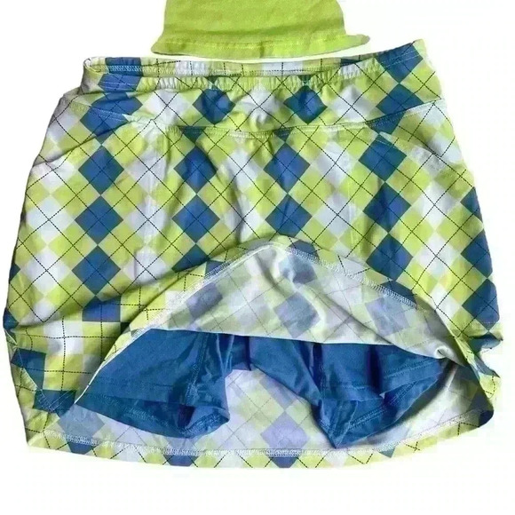 Bundle Joyfit Women’s Argyle Golf Skort &Matching Sleevless Golf Top Size Medium - Picture 5 of 10